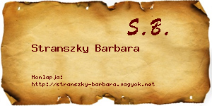 Stranszky Barbara névjegykártya